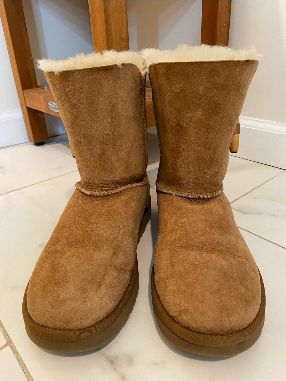 UGG Chestnut Suede Shearling Mid-Calf Boots